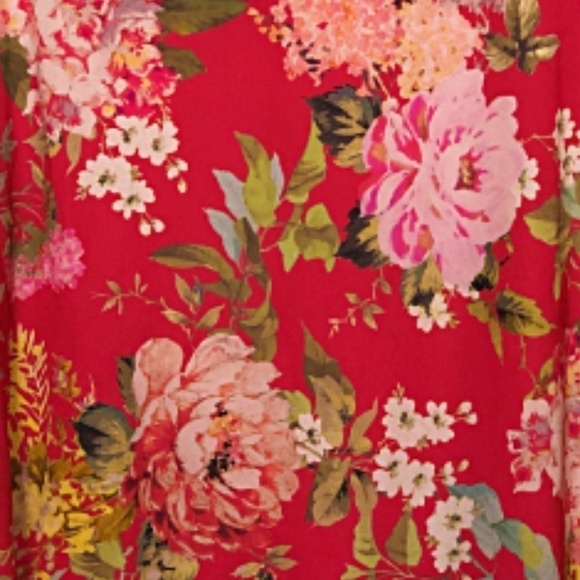 Mango Seasonal Style Soft Comfy Floral Red Relaxed Chic Top Raglan Sleeve Blouse - Picture 3 of 5